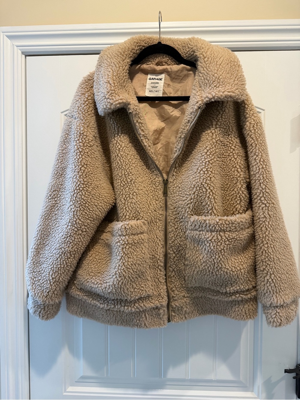 Garage Plush Teddy Jacket in Beige
